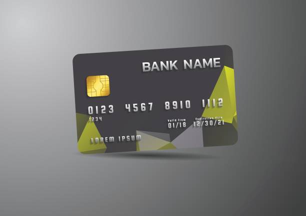 istock Credit card black on grey background with shadow. Modern business card template design 939073574