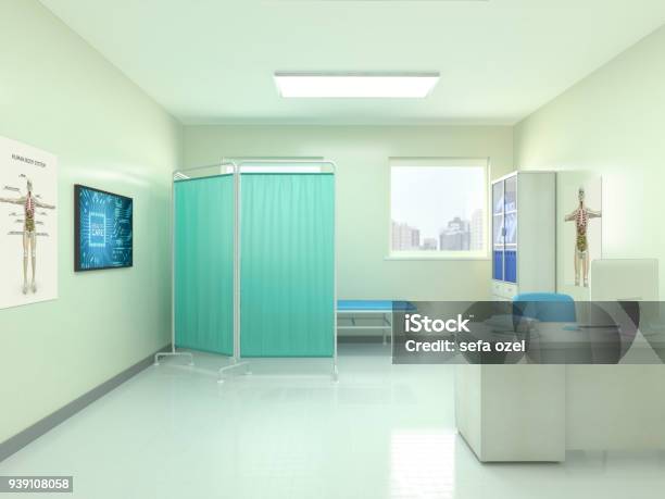 View Of Empty Doctors Office Stock Photo - Download Image Now - Doctor's Office, Hospital, No People