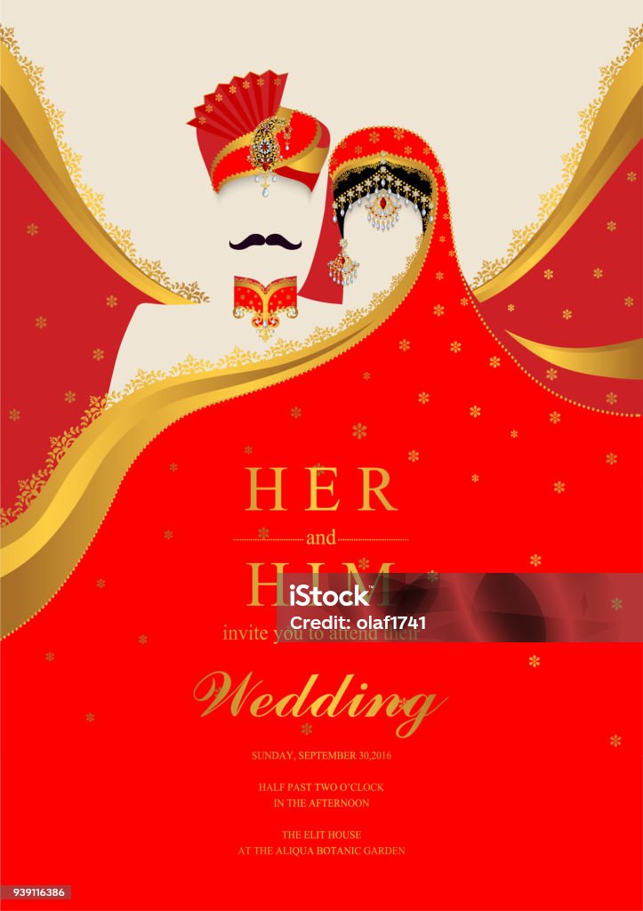 Wedding Invitation Card Templates With Indian Man And Women In Traditional  Clothes On Paper Color Background Stock Illustration - Download Image Now -  iStock