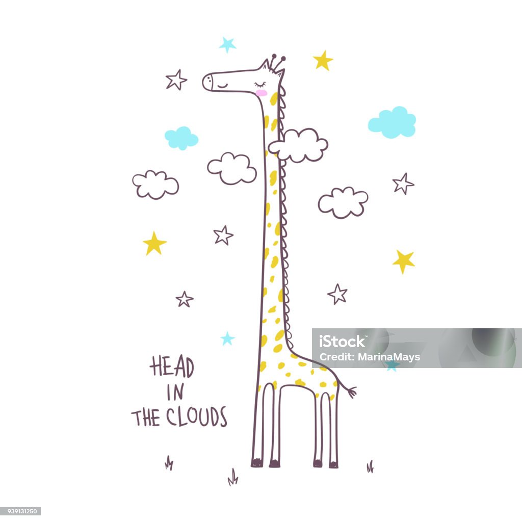 Cute giraffe. Vector illustration for kids Cute giraffe. Vector illustration for kids. Use for print design, surface design, fashion kids wear, baby shower Animal stock vector