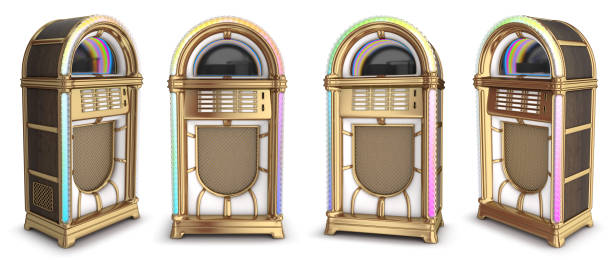 The jukebox is antique, images set. The jukebox is antique. 3d illustration isolated on white. digital jukebox stock pictures, royalty-free photos & images