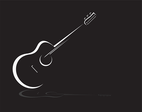 Guitar stylized icon vector. Simple lines acoustic guitar  design element.