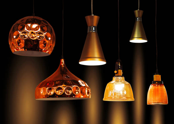 istock Spreading light from retro style bronze lamps. 939146222