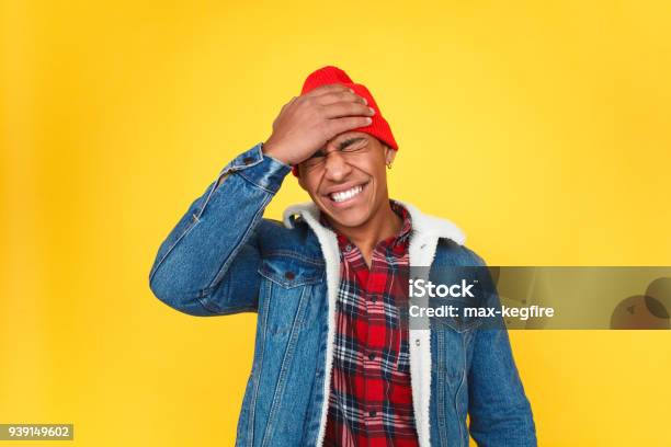 Trendy Guy Upset With Forgetting Things Stock Photo - Download Image Now - Reminder, Men, People