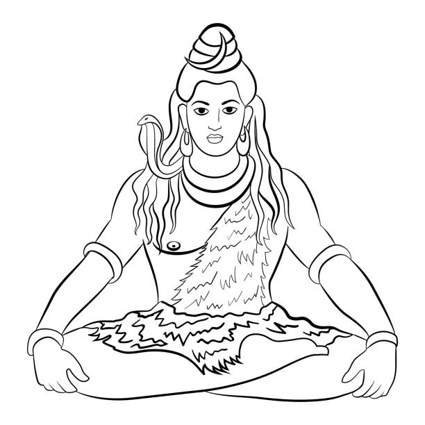 ilustrações de stock, clip art, desenhos animados e ícones de hindu god shiva. vector illustration. - shiva posture