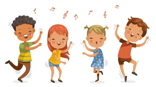 Vector illustration of Children dancing