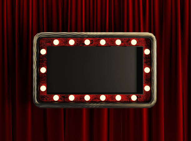 istock Blank Board with Golden Frame and Light Bulbs. 939154550