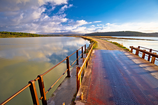 Mirna river mouth bridge and estuary view, Istria region of Croatia