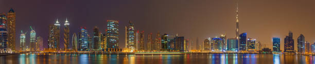 istock Dubai - The evening skyline over the Canal and Downtown. 939163216