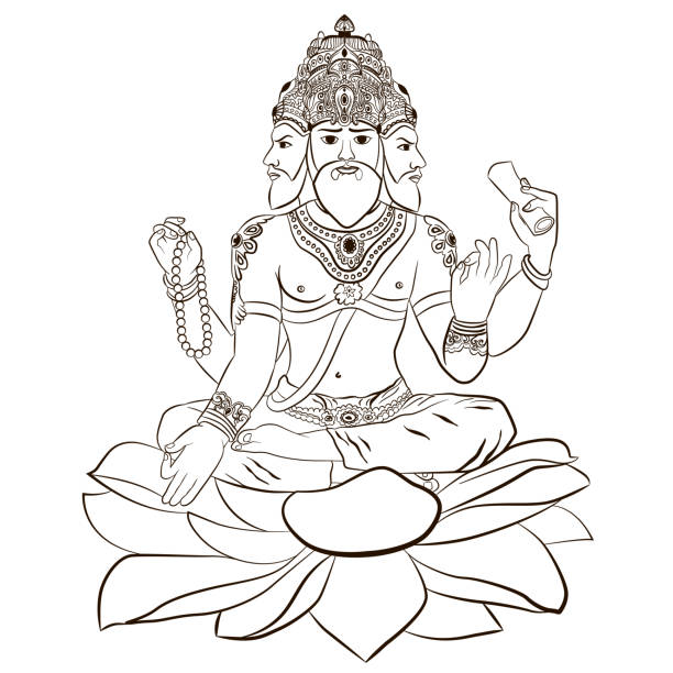 Illustration of Hindu God Brahma Illustration of Hindu God Brahma isolated on white background brahma illustrations stock illustrations