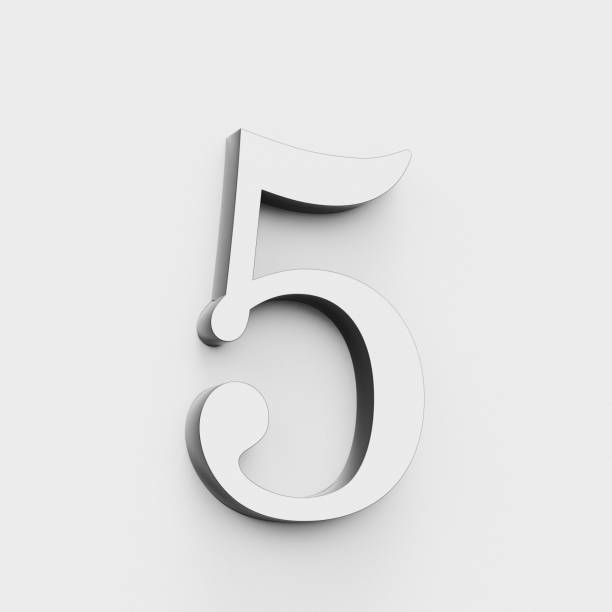 istock Modern and elegant number 5 in black and white on white. 3D render. 939171970