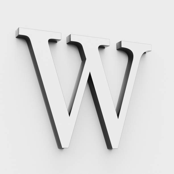 istock Modern and elegant upper case W in black and white on white. 3D render. 939171994