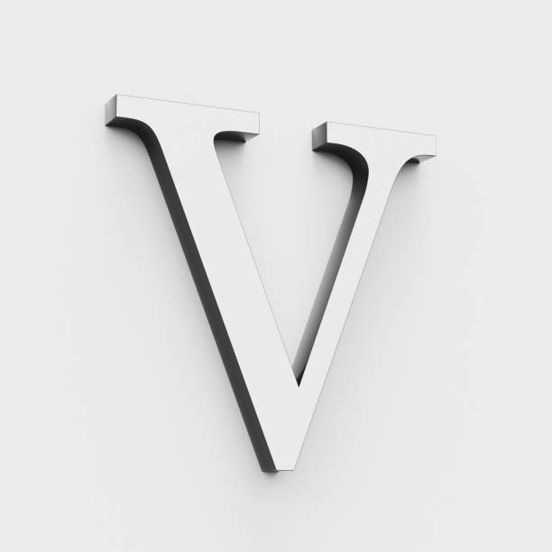 istock Modern and elegant upper case V in black and white on white. 3D render. 939172028
