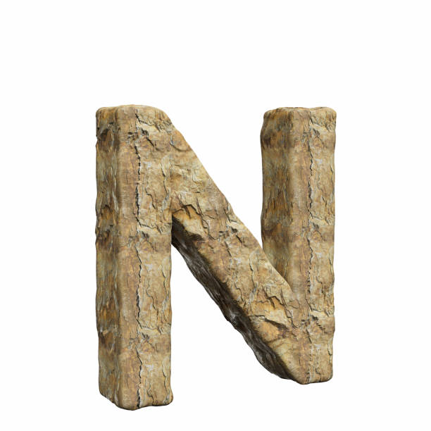 istock Detailed warm rough rock upper case n on a pure white background. This is a 3d render. 939172434
