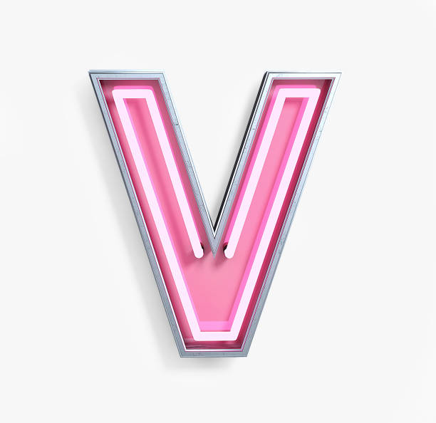 istock Bright Neon Font. Letter V 939172506