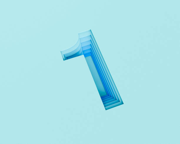istock 3d rendered layer carved number 1 in blue tones. 939172664