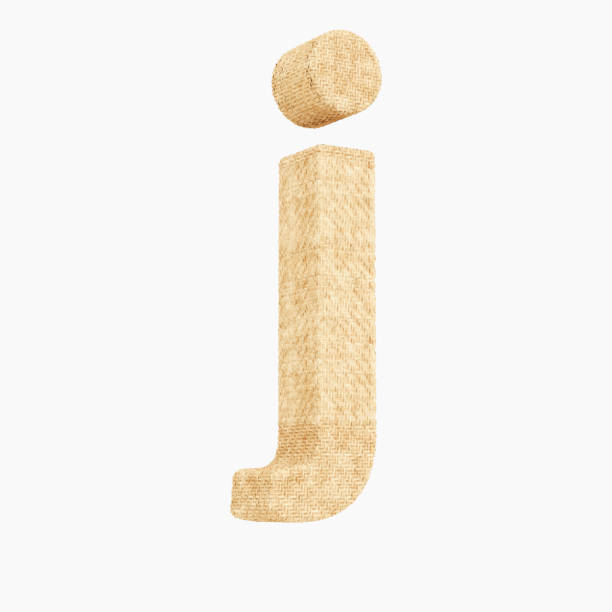istock 3d rendered woven wicker lower case j on pure white. 939173460