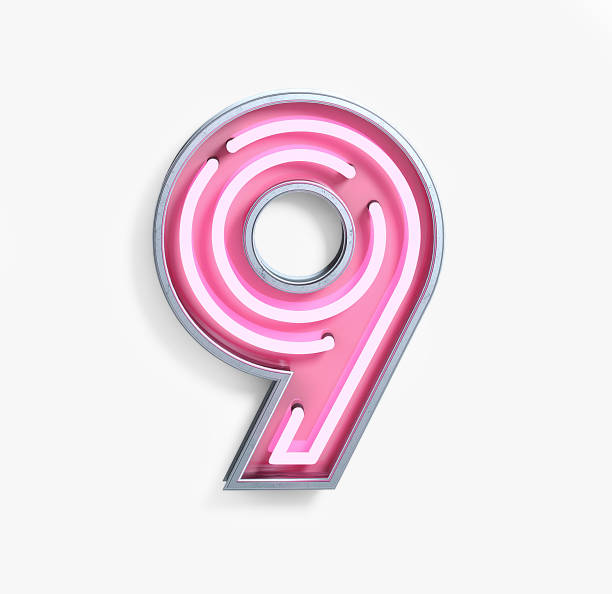 Bright Neon Font. Number 9