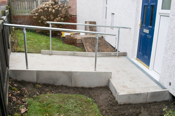 Concrete Disability Access Ramp Installation stock photo