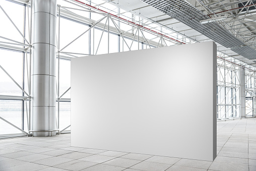 Blank wall mockup in modern empty gallery