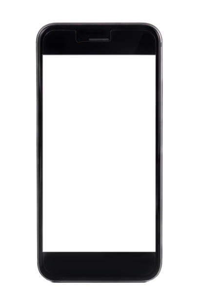 istock Black smartphone with white screen on isolated white background 939205656