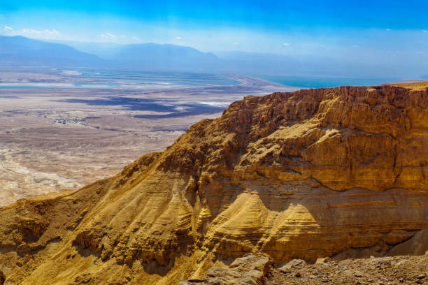 istock Cliffs and landscape of the Dead Sea, viewed from Masada 939214466