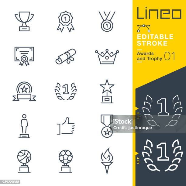 Lineo Editable Stroke Icone Della Linea Premi E Trofei - Immagini vettoriali stock e altre immagini di Icona