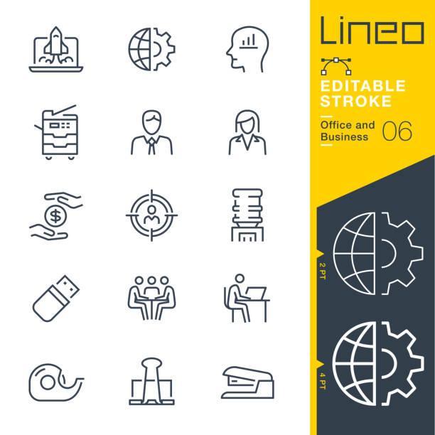 Lineo Editable Stroke - Office and Business line icons Vector Icons - Adjust stroke weight - Expand to any size - Change to any colour desk symbols stock illustrations