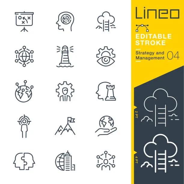 Vector illustration of Lineo Editable Stroke - Strategy and Management outline icons