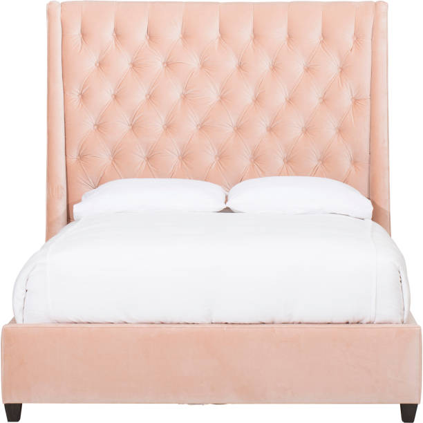 istock Pink modern bedroom interior with a double divan bed 939231336