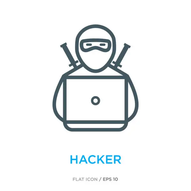 Vector illustration of Hacker line flat icon