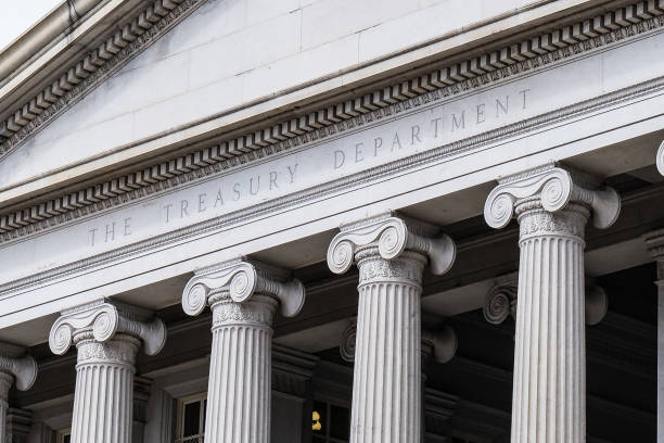 Treasury Department Building United States Treasury Department Building in Washington, DC treasury stock pictures, royalty-free photos & images