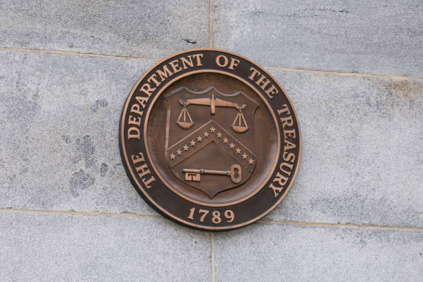 United States Department of the Treasury Seal United States Department of the Treasury Seal in Treasury building in Washington, DC treasury stock pictures, royalty-free photos & images