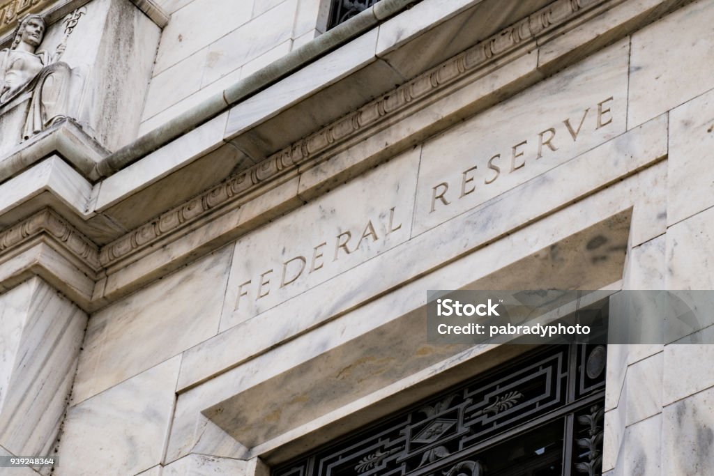 Federal Reserve Building in Washington DC Facade on the Federal Reserve Building in Washington DC Federal Reserve Stock Photo