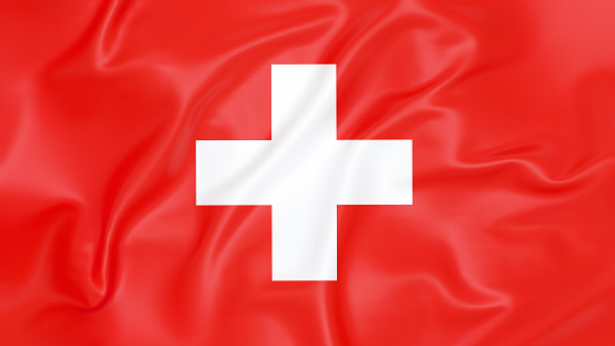 Top view of flag of Switzerland