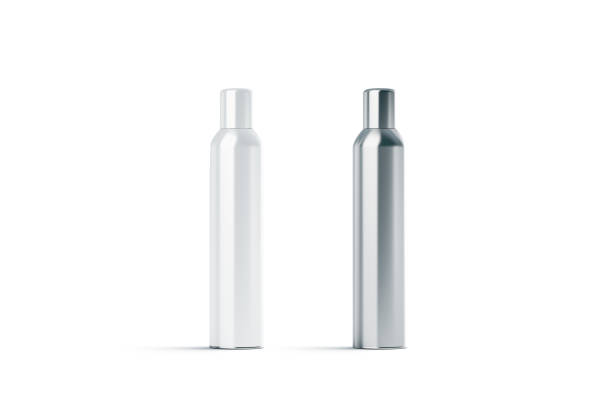 istock Blank white and steel closed hairspray bottle mockup 939262046