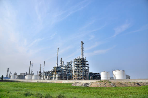 istock Refinery plant under the background of blue sky white clouds 939263792