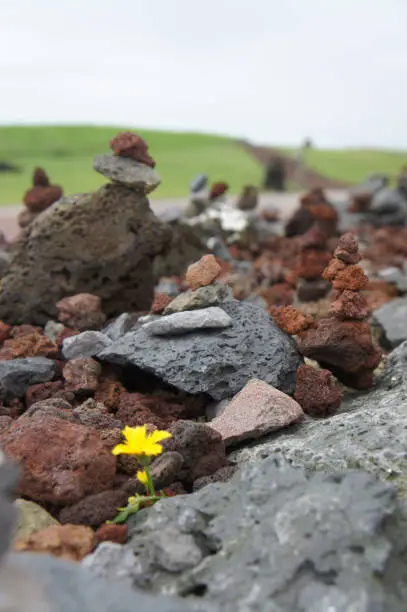 A tower stacked with small stones