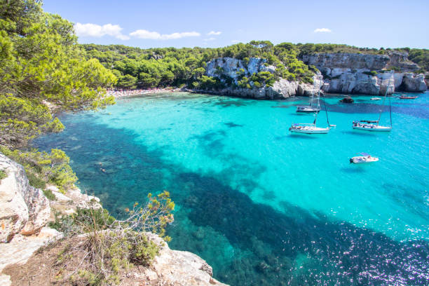 istock Boats and yachts on Macarella beach, Menorca, Spain 939280270