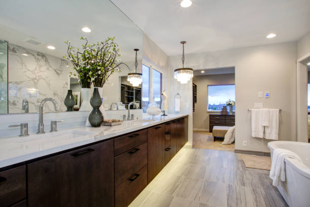 istock White and gray calcutta marble bathroom design 939281664