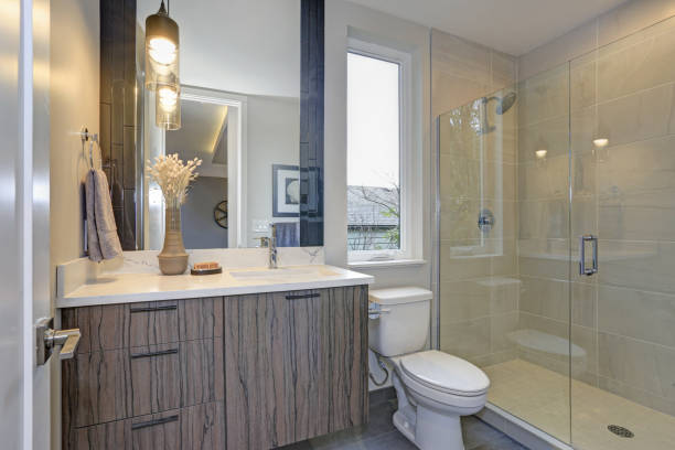 istock New luxury bathroom in grey tones 939283852