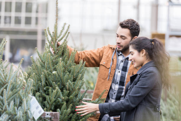 istock Young couple pick out their first Christmas tree together 939287640