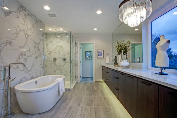 istock White and gray calcutta marble bathroom design 939287950