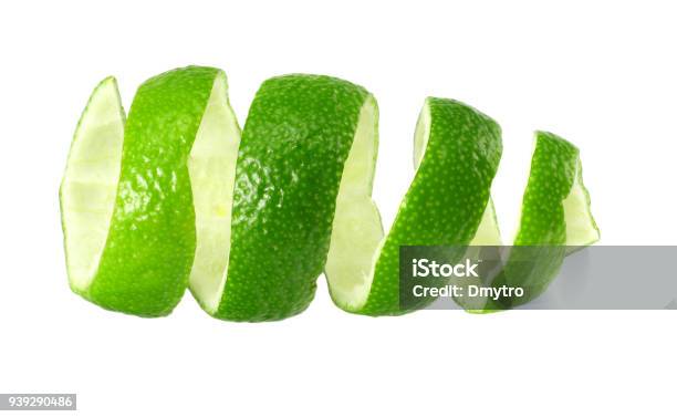 Fresh Lime Peel Isolated On White Background Healthy Food Stock Photo - Download Image Now