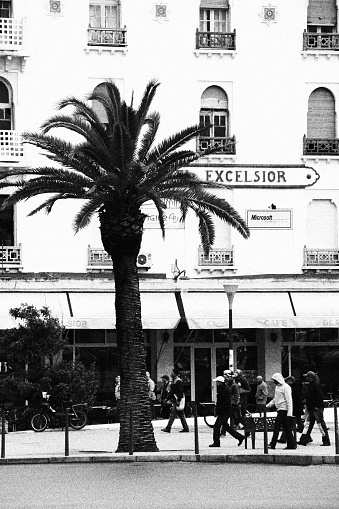 Excelsior, a quite famous cafe in Casablanca, Morocco. Inside, it's a kind of time travel back into the previous century.