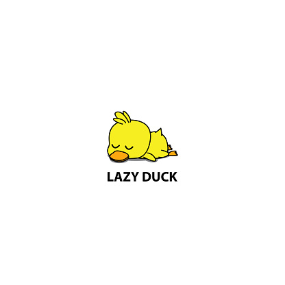 Lazy duck, cute duckling sleeping icon, symbol design, vector illustration