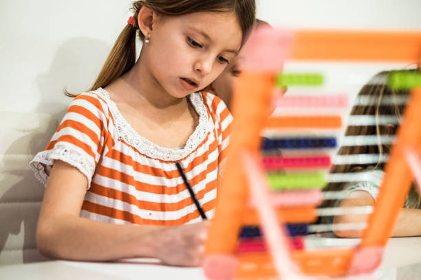 istock Little girl playing with abacus 939303974