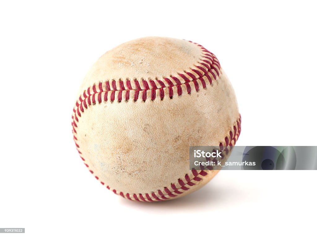 worn baseball isolated on white background, sport Baseball - Ball Stock Photo