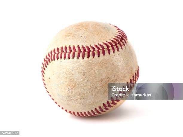 Worn Baseball Isolated On White Background Sport Stock Photo - Download Image Now - Baseball - Ball, Baseball - Sport, White Background