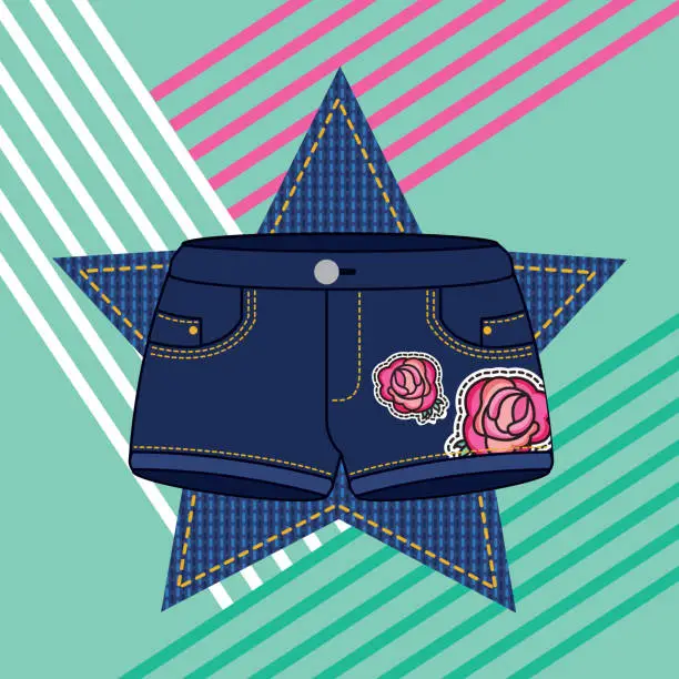 Vector illustration of embroidery patch denim